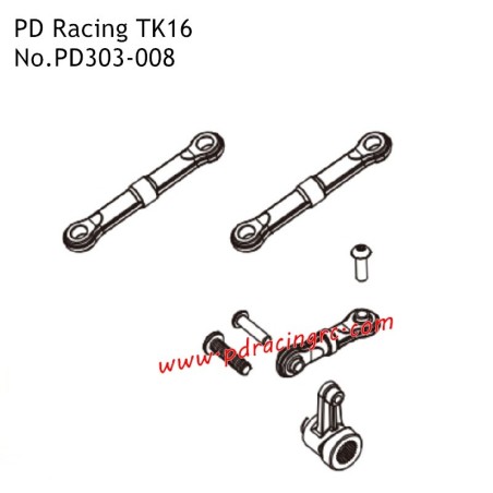 PD Racing TK16 1/16 RC Car Parts Front Steering Linkage and Servo Saver Unit PD303-008