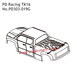 Car Shell PD303-019G Parts for PD Racing TK16 1/16 RC Truck