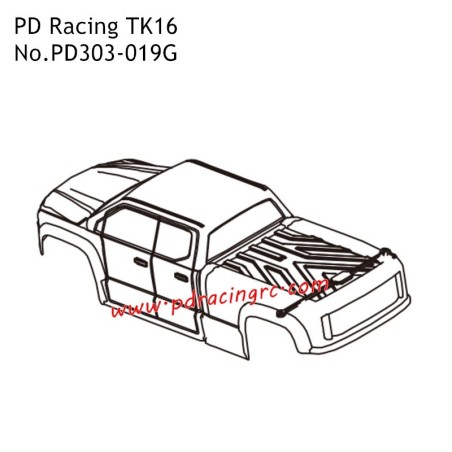 PVC Car Shell PD303-019G Parts for PD Racing TK16 1/16 Racing RC Car