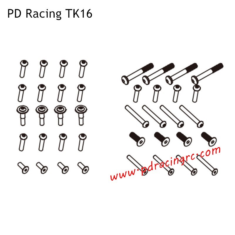 PD Racing TK16 Electric RC Truck Parts Screws PD303-031/032/033/034/035/036/037/038/039/040