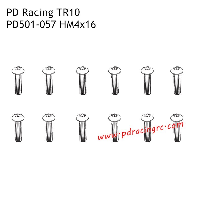 HM4x16 B Head Hex Screw  PD501-057 Accessories for PD Racing TR10 Brushed Truggy