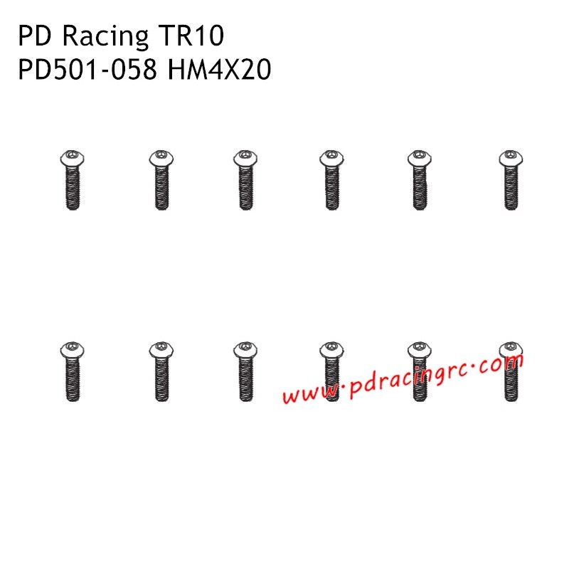 HM4x20 B Head Hex Screw  PD501-058 Accessories for PD Racing TR10 Brushed Truggy