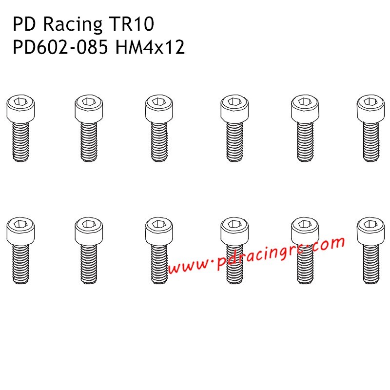 HM4x12 Hex Screw PD602-085 Accessories for PD Racing TR10 Brushed Truggy