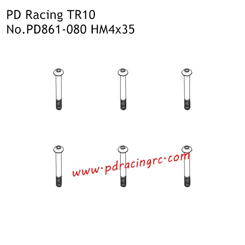 HM4x35 B Head Hex Screw PD861-080 Accessories for PD Racing TR10 Brushed Truggy