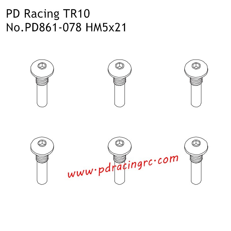 HM5x21 B Head Hex Screw PD861-078 Accessories for PD Racing TR10 Brushed Truggy