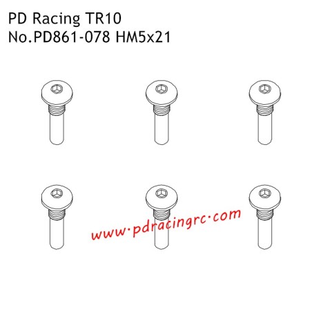 HM5x21 B Head Hex Screw PD861-078 Accessories for PD Racing TR10 Brushed Truggy