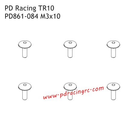 M3x10 Step Screws PD861-084 Accessories for PD Racing 1/10 TR10 PD861T RC Car