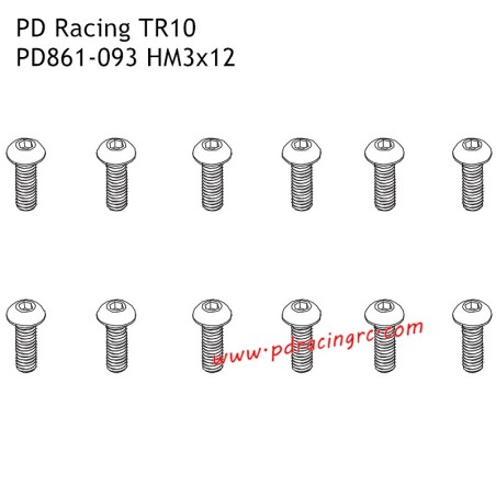 HM3x12 B Head Hex Screw PD861-093 Accessories for PD Racing 1/10 TR10 PD861T RC Car