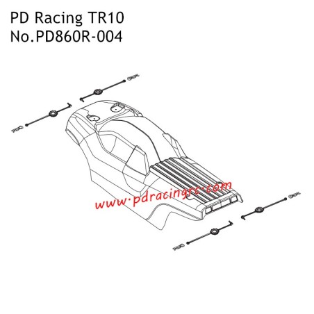 PD Racing TR10 PD861T-TR Monster RC Car Parts Car Shell PD860R-004