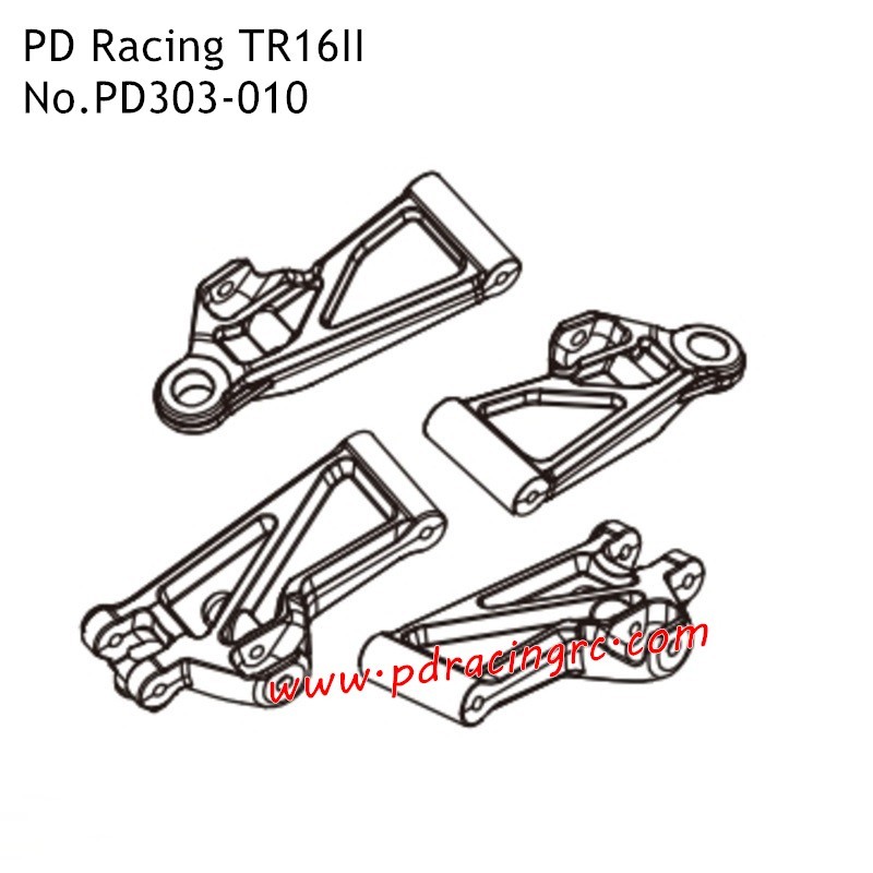 PD Racing TR16II PD304T Brushed RC Car Parts Front Lower Swing Arm PD303-010