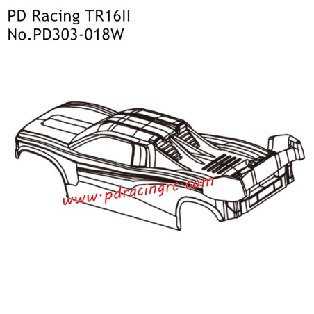 PD Racing TR16II Electric Monster Truck Parts Car Shell PD303-018W