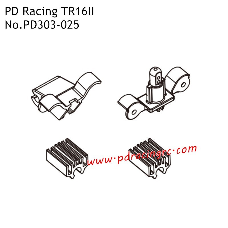 PD Racing TR16II Electric Monster Truck Parts Body Mount Set and Wire Clamp PD303-025